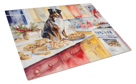 NEW Australian Shepherd Christmas Cookies Glass Cutting Board Decorative Tempered Glass Kitchen Cutting and Serving Board Large Size Chopping Board