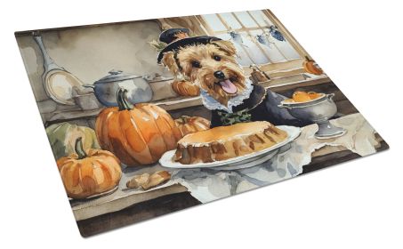 NEW Lakeland Terrier Fall Kitchen Pumpkins Glass Cutting Board Decorative Tempered Glass Kitchen Cutting and Serving Board Large Size Chopping Board