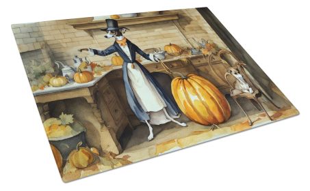 NEW Italian Greyhound Fall Kitchen Pumpkins Glass Cutting Board Decorative Tempered Glass Kitchen Cutting and Serving Board Large Size Chopping Board