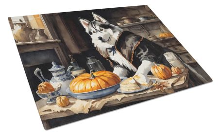 NEW Siberian Husky Fall Kitchen Pumpkins Glass Cutting Board Decorative Tempered Glass Kitchen Cutting and Serving Board Large Size Chopping Board