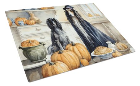 NEW Afghan Hound Fall Kitchen Pumpkins Glass Cutting Board Decorative Tempered Glass Kitchen Cutting and Serving Board Large Size Chopping Board