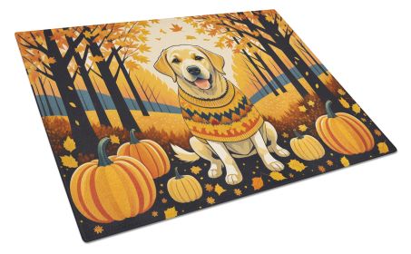 NEW Yellow Labrador Retriever Fall Glass Cutting Board Decorative Tempered Glass Kitchen Cutting and Serving Board Large Size Chopping Board