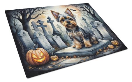 NEW Yorkshire Terrier Spooky Halloween Glass Cutting Board Decorative Tempered Glass Kitchen Cutting and Serving Board Large Size Chopping Board