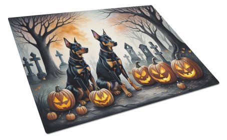 NEW Doberman Pinscher Spooky Halloween Glass Cutting Board Decorative Tempered Glass Kitchen Cutting and Serving Board Large Size Chopping Board