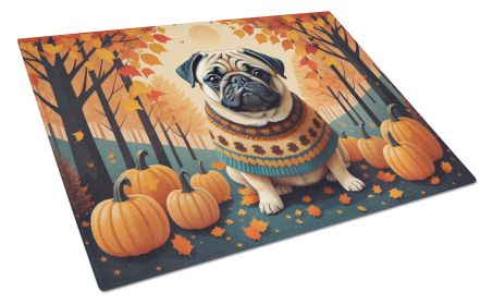 NEW Fawn Pug Fall Glass Cutting Board Decorative Tempered Glass Kitchen Cutting and Serving Board Large Size Chopping Board