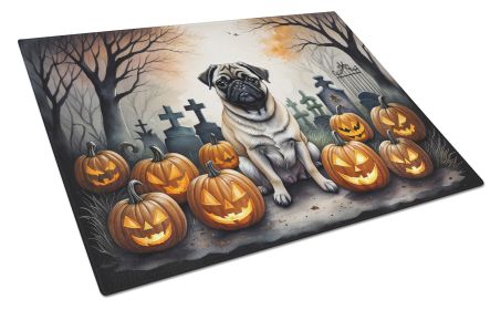 NEW Fawn Pug Spooky Halloween Glass Cutting Board Decorative Tempered Glass Kitchen Cutting and Serving Board Large Size Chopping Board