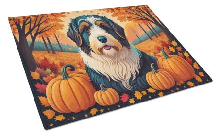 NEW Bearded Collie Fall Glass Cutting Board Decorative Tempered Glass Kitchen Cutting and Serving Board Large Size Chopping Board