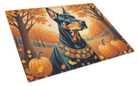 NEW Doberman Pinscher Fall Glass Cutting Board Decorative Tempered Glass Kitchen Cutting and Serving Board Large Size Chopping Board