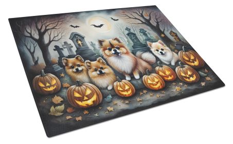 NEW Pomeranian Spooky Halloween Glass Cutting Board Decorative Tempered Glass Kitchen Cutting and Serving Board Large Size Chopping Board