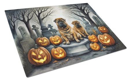 NEW Shar Pei Spooky Halloween Glass Cutting Board Decorative Tempered Glass Kitchen Cutting and Serving Board Large Size Chopping Board