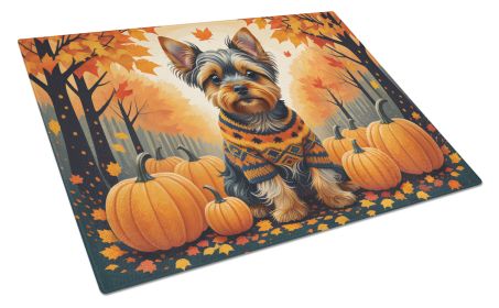 NEW Yorkshire Terrier Fall Glass Cutting Board Decorative Tempered Glass Kitchen Cutting and Serving Board Large Size Chopping Board