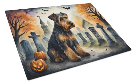 NEW Airedale Terrier Spooky Halloween Glass Cutting Board Decorative Tempered Glass Kitchen Cutting and Serving Board Large Size Chopping Board