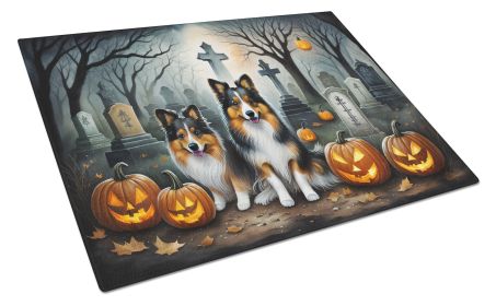 NEW Sheltie Spooky Halloween Glass Cutting Board Decorative Tempered Glass Kitchen Cutting and Serving Board Large Size Chopping Board