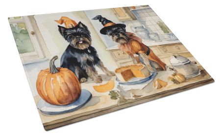 NEW Affenpinscher Fall Kitchen Pumpkins Glass Cutting Board Decorative Tempered Glass Kitchen Cutting and Serving Board Large Size Chopping Board