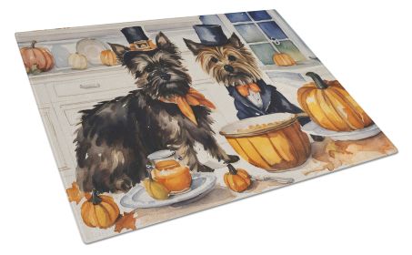 NEW Cairn Terrier Fall Kitchen Pumpkins Glass Cutting Board Decorative Tempered Glass Kitchen Cutting and Serving Board Large Size Chopping Board