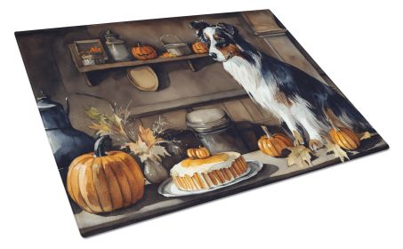 NEW Australian Shepherd Fall Kitchen Pumpkins Glass Cutting Board Decorative Tempered Glass Kitchen Cutting and Serving Board Large Size Chopping Boar