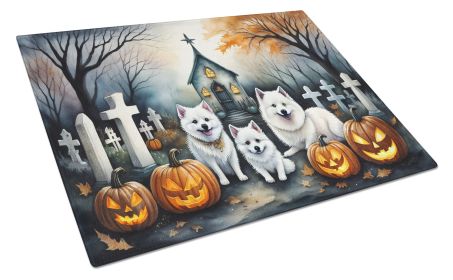 NEW American Eskimo Spooky Halloween Glass Cutting Board Decorative Tempered Glass Kitchen Cutting and Serving Board Large Size Chopping Board