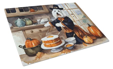 NEW Coton De Tulear Fall Kitchen Pumpkins Glass Cutting Board Decorative Tempered Glass Kitchen Cutting and Serving Board Large Size Chopping Board