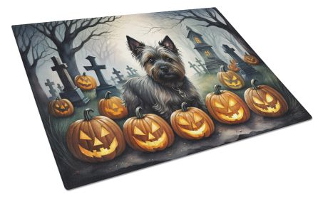 NEW Cairn Terrier Spooky Halloween Glass Cutting Board Decorative Tempered Glass Kitchen Cutting and Serving Board Large Size Chopping Board