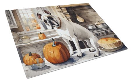 Boxer Fall Kitchen Pumpkins Glass Cutting Board Decorative Tempered Glass Kitchen Cutting and Serving Board Large Size Chopping Board