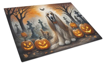 NEW Afghan Hound Spooky Halloween Glass Cutting Board Decorative Tempered Glass Kitchen Cutting and Serving Board Large Size Chopping Board