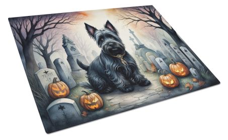 NEW Scottish Terrier Spooky Halloween Glass Cutting Board Decorative Tempered Glass Kitchen Cutting and Serving Board Large Size Chopping Board