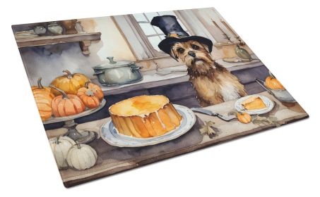 NEW Border Terrier Fall Kitchen Pumpkins Glass Cutting Board Decorative Tempered Glass Kitchen Cutting and Serving Board Large Size Chopping Board