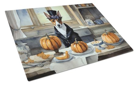 NEW Basenji Fall Kitchen Pumpkins Glass Cutting Board Decorative Tempered Glass Kitchen Cutting and Serving Board Large Size Chopping Board