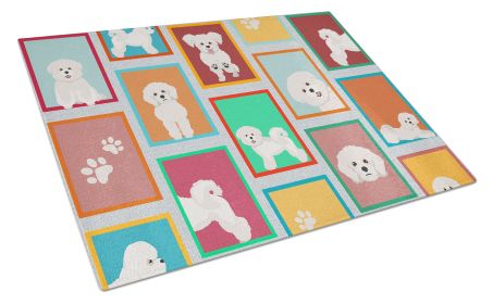 NEW Lots of Bichon Frise Glass Cutting Board Decorative Tempered Glass Kitchen Cutting and Serving Board Large Size Chopping Board