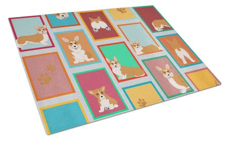 NEW Lots of Red and White Pembroke Corgi Glass Cutting Board Decorative Tempered Glass Kitchen Cutting and Serving Board Large Size Chopping Board