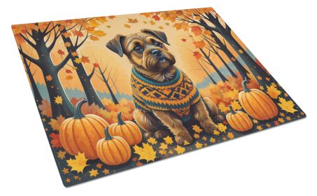 NEW Border Terrier Fall Glass Cutting Board Decorative Tempered Glass Kitchen Cutting and Serving Board Large Size Chopping Board