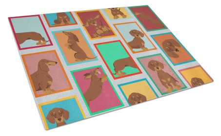 NEW Lots of Chocolate and Tan Dachshund Glass Cutting Board Decorative Tempered Glass Kitchen Cutting and Serving Board Large Size Chopping Board