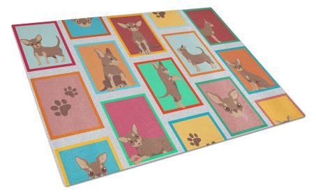 NEW Lots of Chocolate Chihuahua Glass Cutting Board Decorative Tempered Glass Kitchen Cutting and Serving Board Large Size Chopping Board