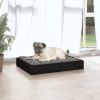 Dog Bed Black 24.2"x19.3"x3.5" Solid Wood Pine