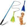 Extendable Dog Flirt Pole with Lure 10.23-26.77in Teaser Wand with 2 Replaceable Interactive Tail Toys