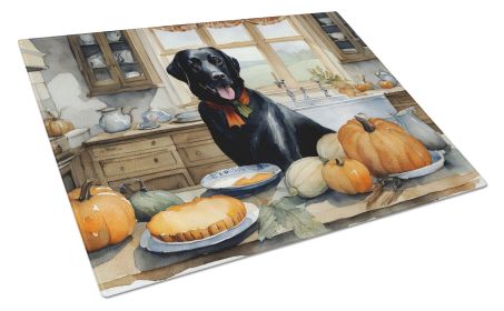 NEW Black Lab Fall Kitchen Pumpkins Glass Cutting Board Decorative Tempered Glass Kitchen Cutting and Serving Board Large Size Chopping Board (Default: Default)