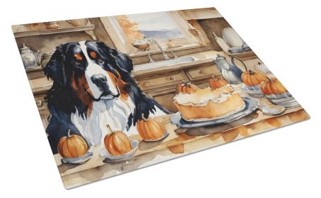 NEW Bernese Mountain Dog Fall Kitchen Pumpkins Glass Cutting Board Decorative Tempered Glass Kitchen Cutting and Serving Board Large Size Chopping Boa (Default: Default)