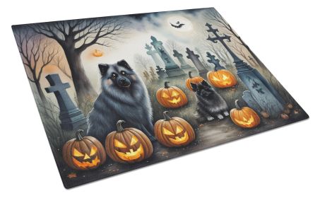 NEW Keeshond Spooky Halloween Glass Cutting Board Decorative Tempered Glass Kitchen Cutting and Serving Board Large Size Chopping Board (Default: Default)