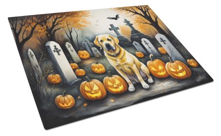 NEW Yellow Labrador Retriever Spooky Halloween Glass Cutting Board Decorative Tempered Glass Kitchen Cutting and Serving Board Large Size Chopping Boa (Default: Default)