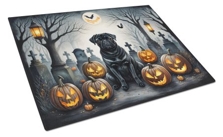 NEW Black Pug Spooky Halloween Glass Cutting Board Decorative Tempered Glass Kitchen Cutting and Serving Board Large Size Chopping Board (Default: Default)