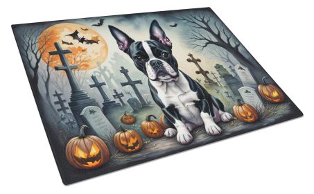 NEW Boston Terrier Spooky Halloween Glass Cutting Board Decorative Tempered Glass Kitchen Cutting and Serving Board Large Size Chopping Board (Default: Default)