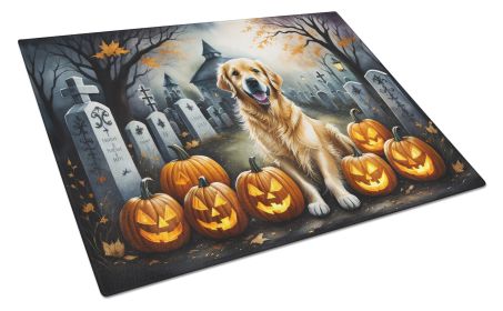 NEW Golden Retriever Spooky Halloween Glass Cutting Board Decorative Tempered Glass Kitchen Cutting and Serving Board Large Size Chopping Board (Default: Default)