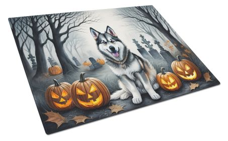 NEW Alaskan Malamute Spooky Halloween Glass Cutting Board Decorative Tempered Glass Kitchen Cutting and Serving Board Large Size Chopping Board (Default: Default)