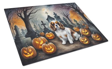 NEW Cavalier Spaniel Spooky Halloween Glass Cutting Board Decorative Tempered Glass Kitchen Cutting and Serving Board Large Size Chopping Board (Default: Default)