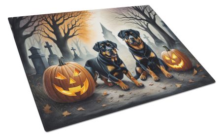 NEW Rottweiler Spooky Halloween Glass Cutting Board Decorative Tempered Glass Kitchen Cutting and Serving Board Large Size Chopping Board (Default: Default)