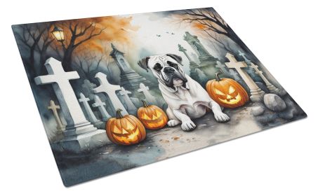 NEW Boxer Spooky Halloween Glass Cutting Board Decorative Tempered Glass Kitchen Cutting and Serving Board Large Size Chopping Board (Default: Default)