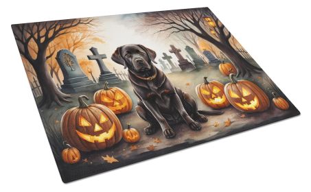 NEW Chocolate Labrador Retriever Spooky Halloween Glass Cutting Board Decorative Tempered Glass Kitchen Cutting and Serving Board Large Size Chopping (Default: Default)